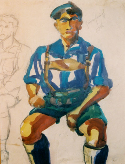 Sitting Man with Leader Pants